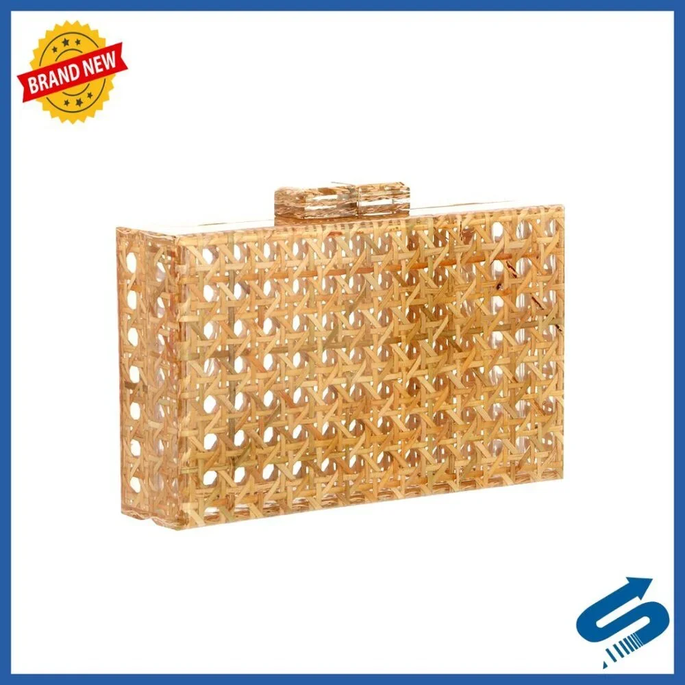 Rattan Woven Clutch Purse Evening Bag Shoulder Bag Summer Beach Tote